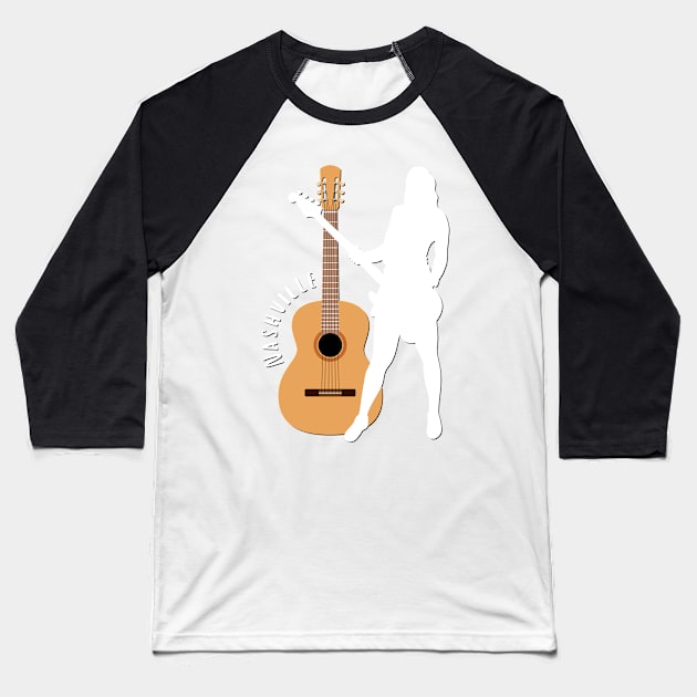 City of Music Nashville Tennessee guitar home of country music USA city break Baseball T-Shirt by BoogieCreates